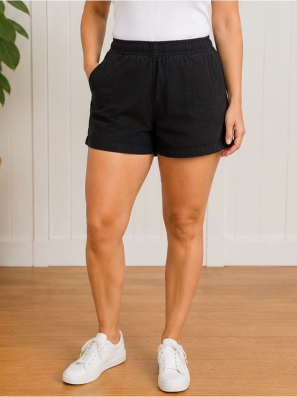 Old Navy Linen Blend Pull-On‎ Shorts - Black Sz XL